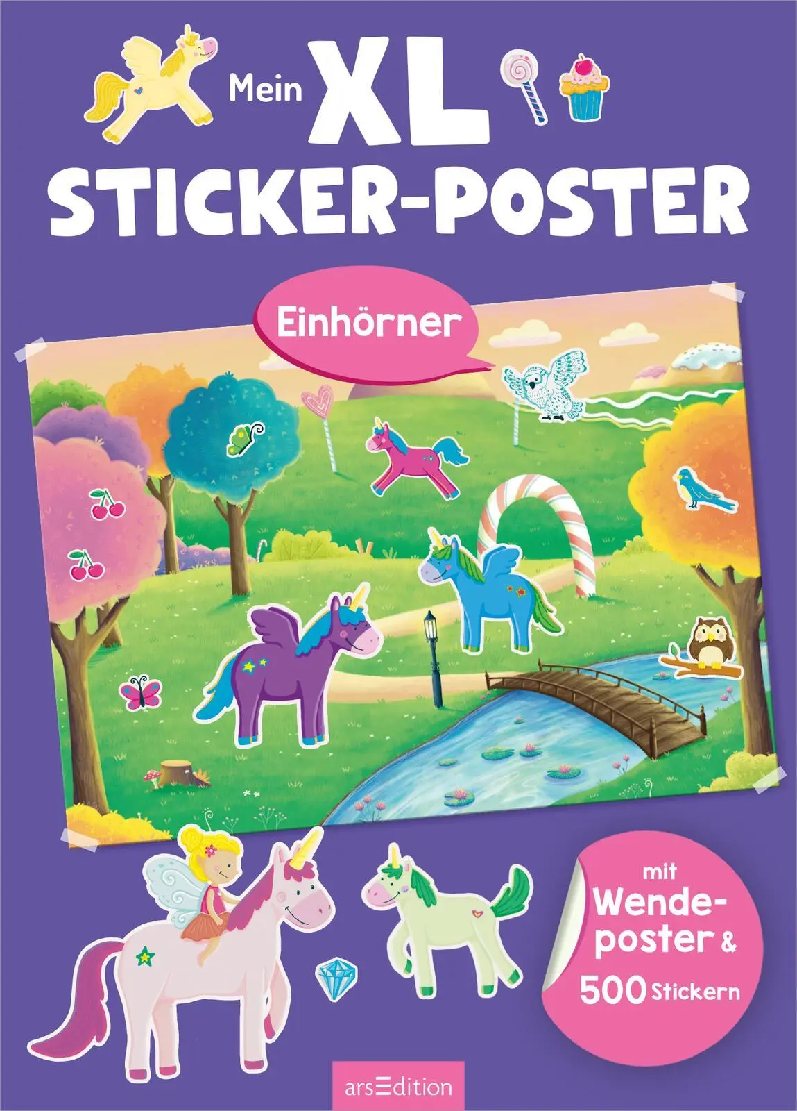 Bild: 9783845859286 | Mein XL Sticker-Poster Einhörner | Mit Wendeposter &amp; 500 Stickern
