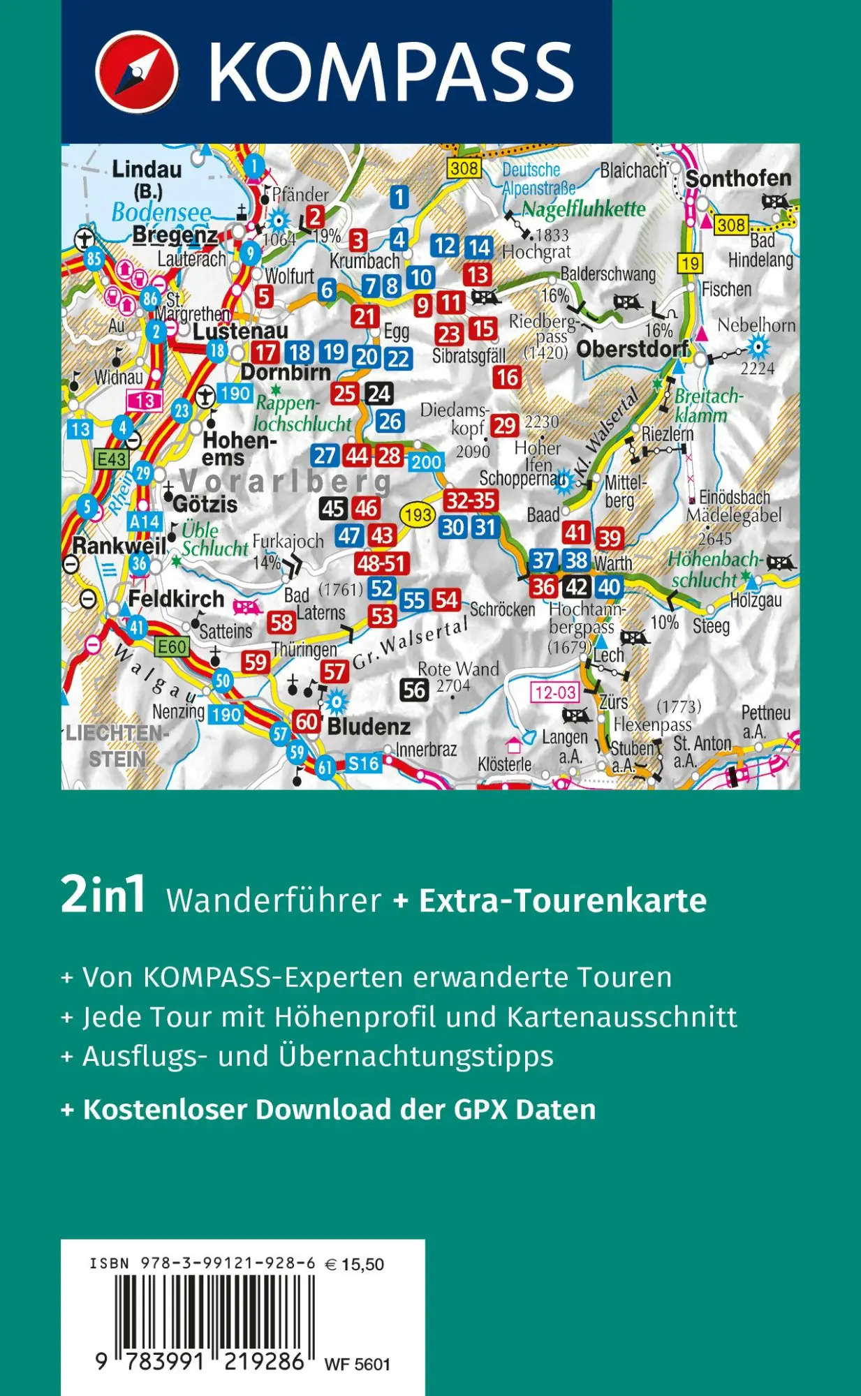 Rückseite: 9783991219286 | KOMPASS Wanderführer Bregenzerwald und Großes Walsertal, 60 Touren...