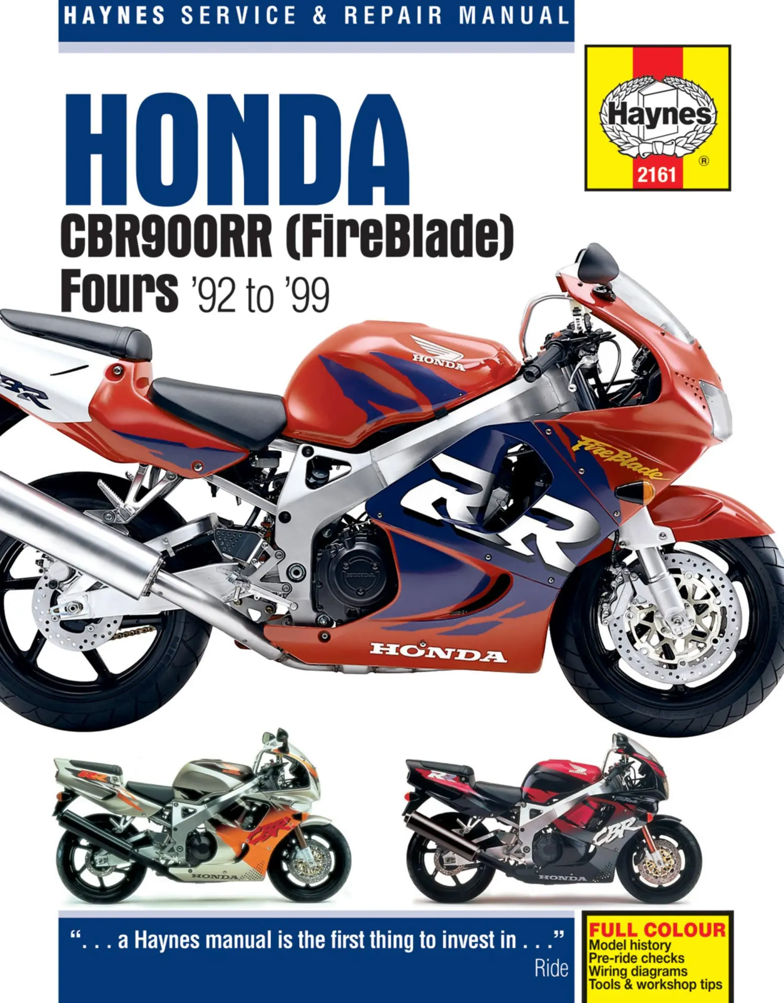 Cover: 9780857339386 | Honda CBR900RR FireBlade (92 - 99) Haynes Repair Manual | Publishing