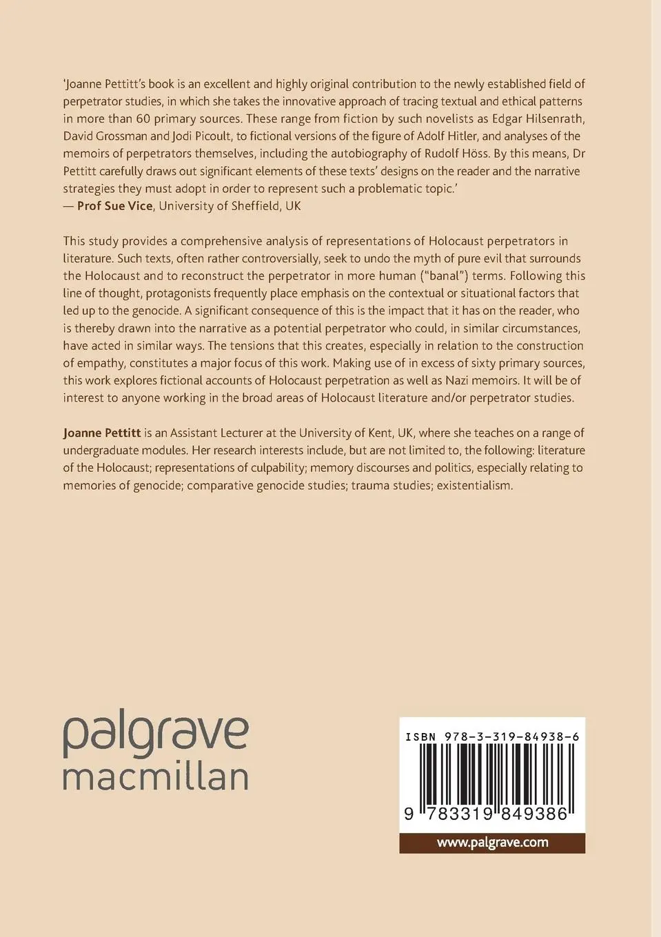Rückseite: 9783319849386 | Perpetrators in Holocaust Narratives | Encountering the Nazi Beast | x