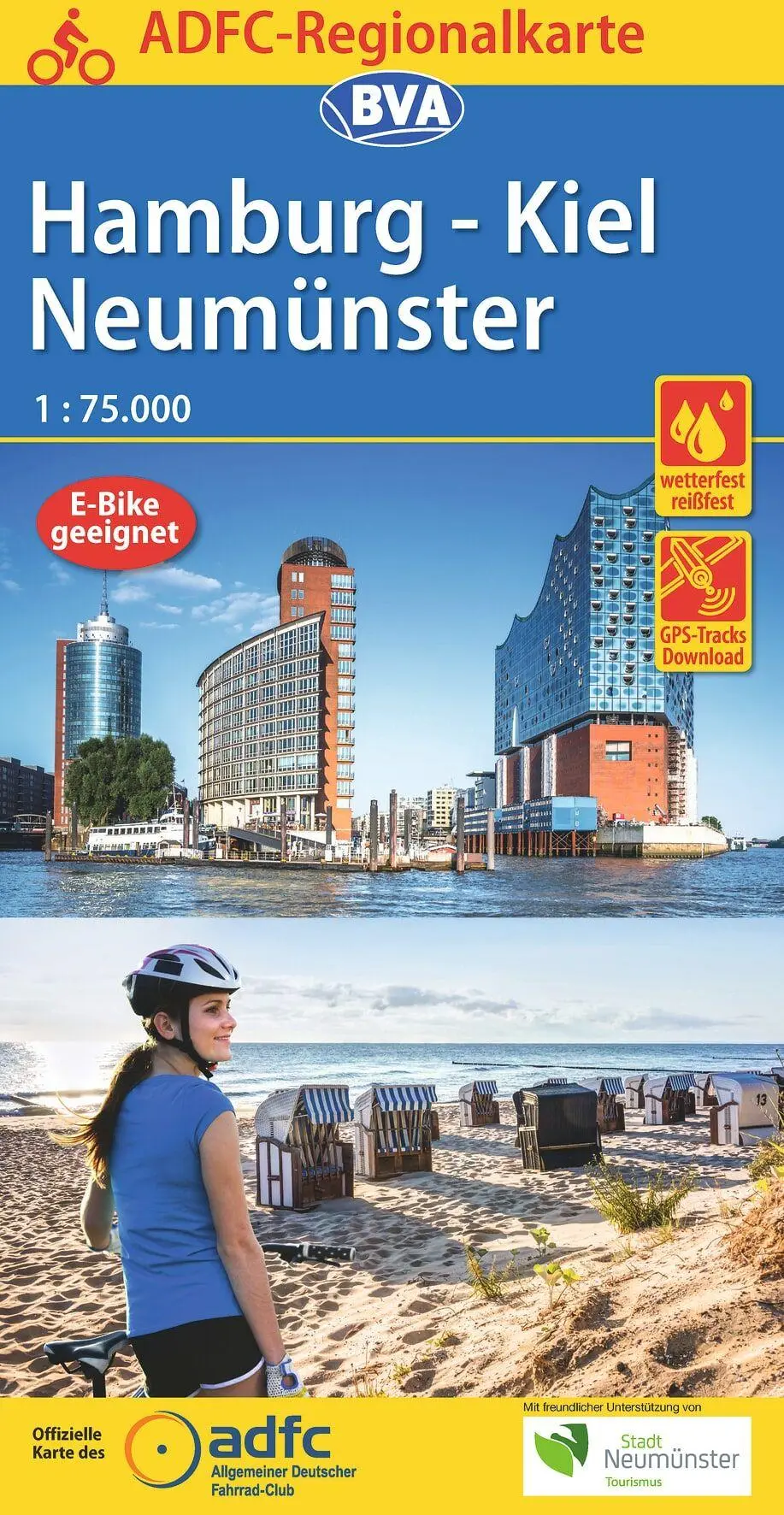 Cover: 9783870739386 | ADFC-Regionalkarte Hamburg/Neumünster/Kiel 1:75.000, reiß- und...