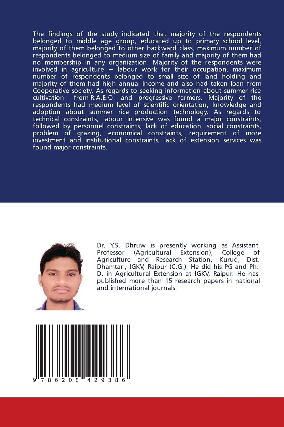 Rückseite: 9786208429386 | Summer Rice Production Technology | Yuvaraj Dhruw | Taschenbuch | 2025