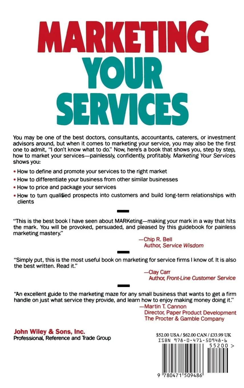 Rückseite: 9780471509486 | Marketing Your Services | Anthony O Putman | Buch | Gebunden | 1991
