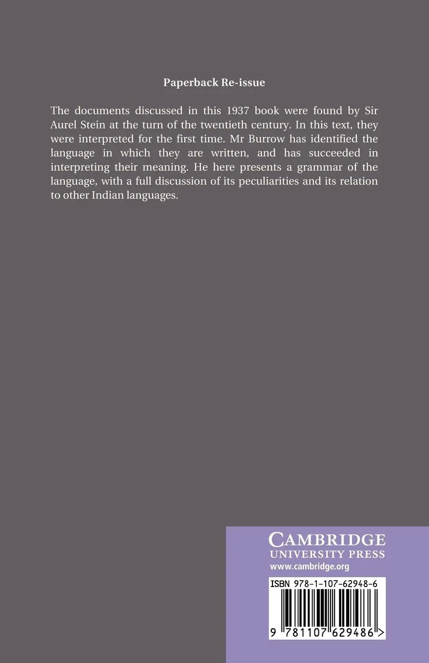 Rückseite: 9781107629486 | The Language of the Kharo Hi Documents from Chinese Turkestan | Burrow
