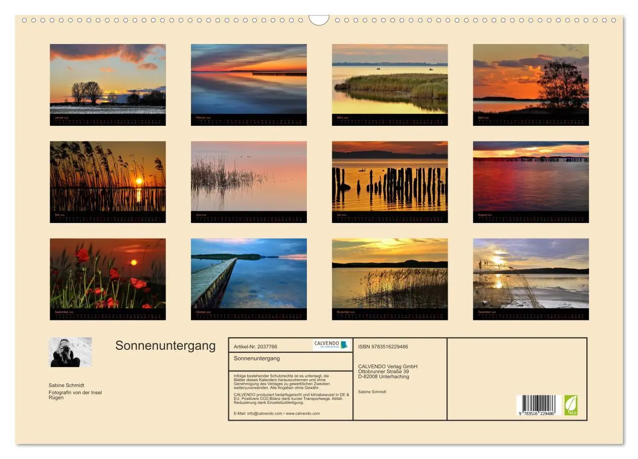 Bild: 9783516229486 | Sonnenuntergang (Wandkalender 2026 DIN A2 quer), CALVENDO...