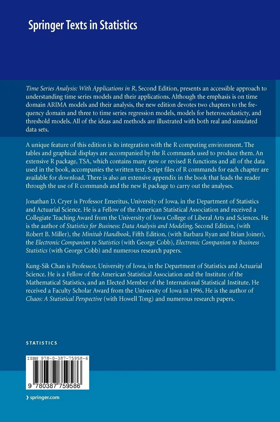 Rückseite: 9780387759586 | Time Series Analysis | With Applications in R | Kung-Sik Chan (u. a.)