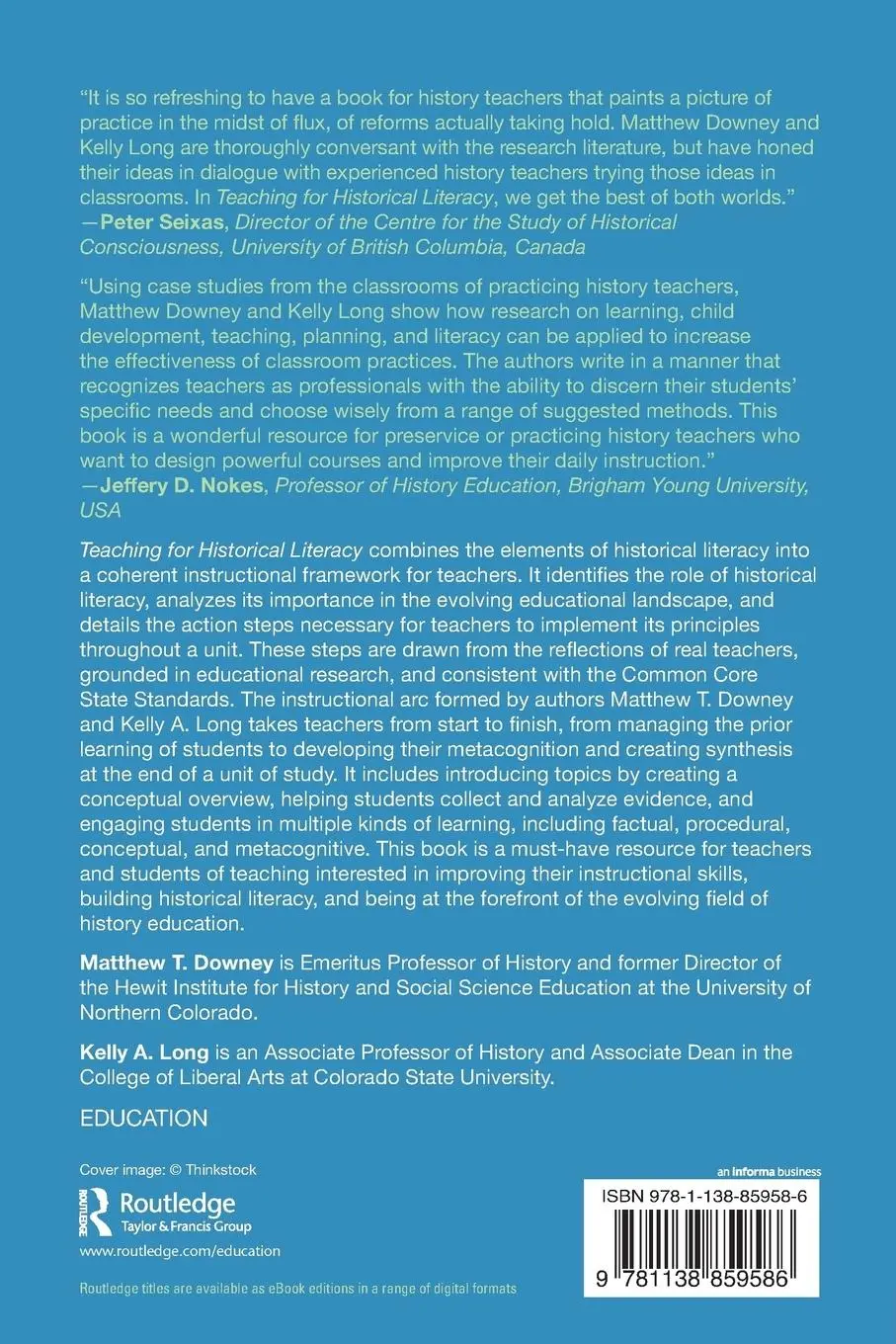 Rückseite: 9781138859586 | Teaching for Historical Literacy | Matthew T. Downey (u. a.) | Buch