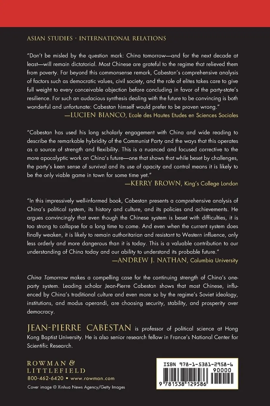 Rückseite: 9781538129586 | China Tomorrow | Democracy or Dictatorship? | Jean-Pierre Cabestan
