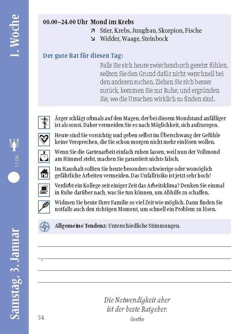 Bild: 9783453239586 | Mondkalender für jeden Tag 2026 | Helga Föger | Kalender | 400 S.