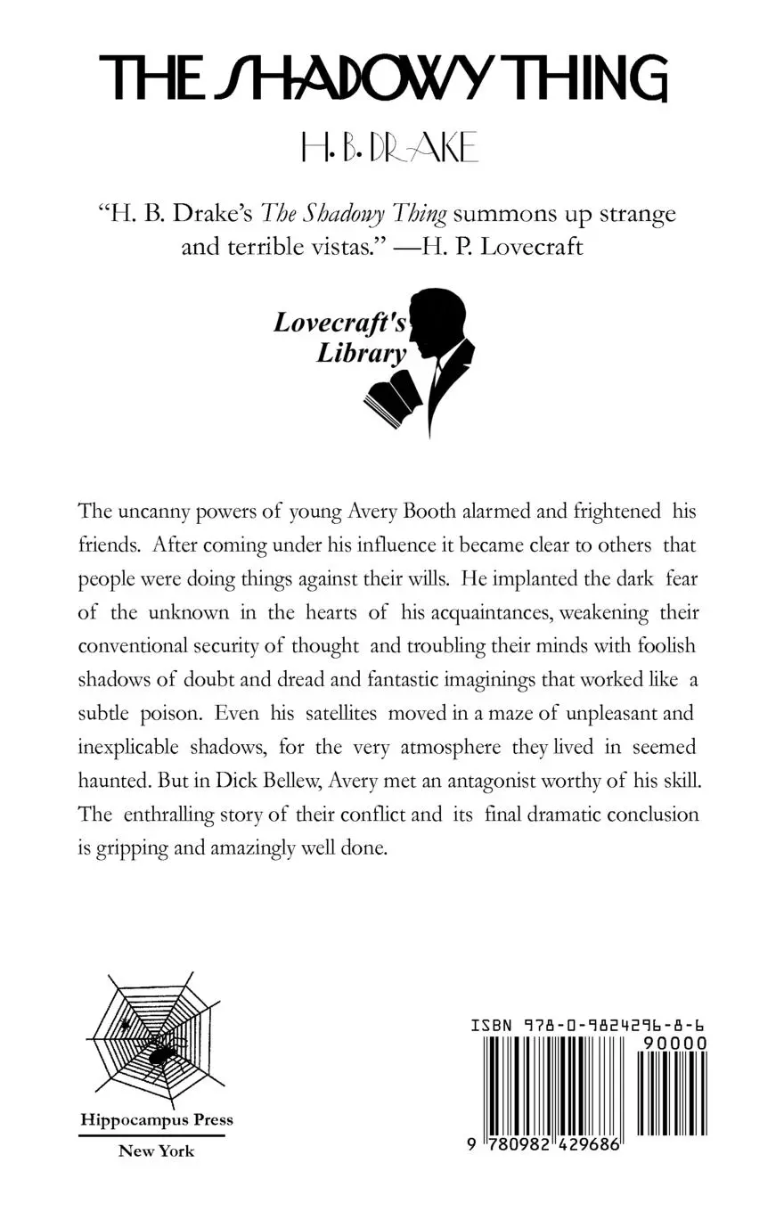 Rückseite: 9780982429686 | The Shadowy Thing (Lovecraft's Library) | H. B. Drake | Taschenbuch