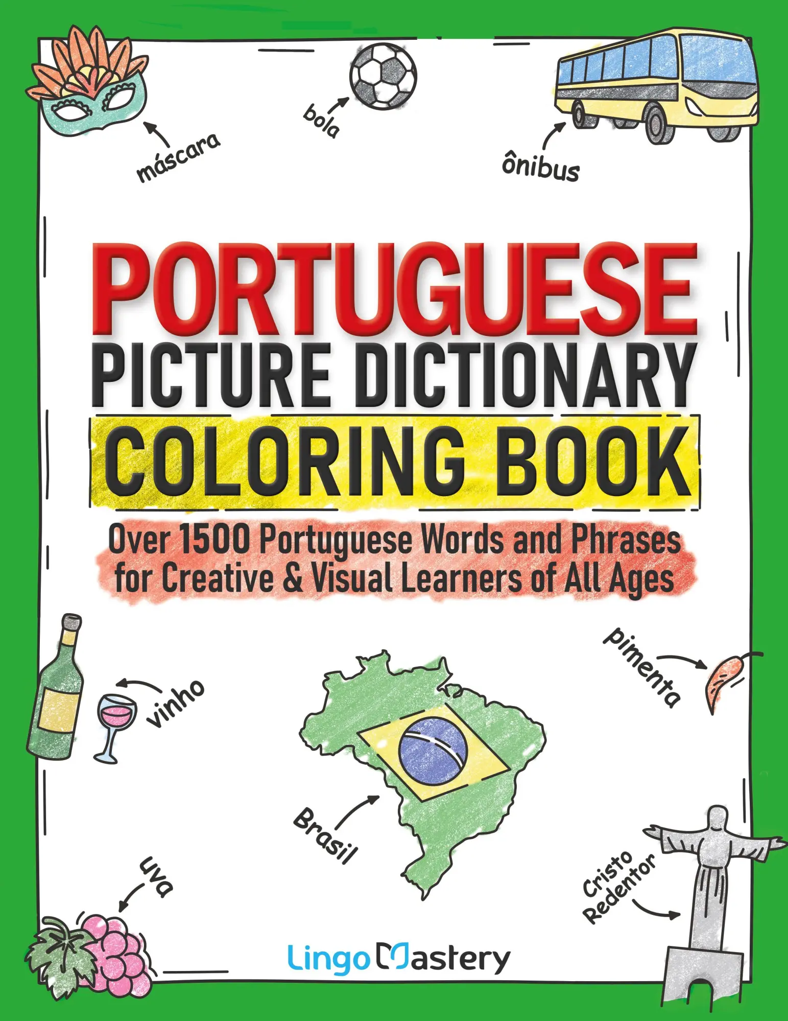 Cover: 9781951949686 | Portuguese Picture Dictionary Coloring Book | Lingo Mastery | Buch