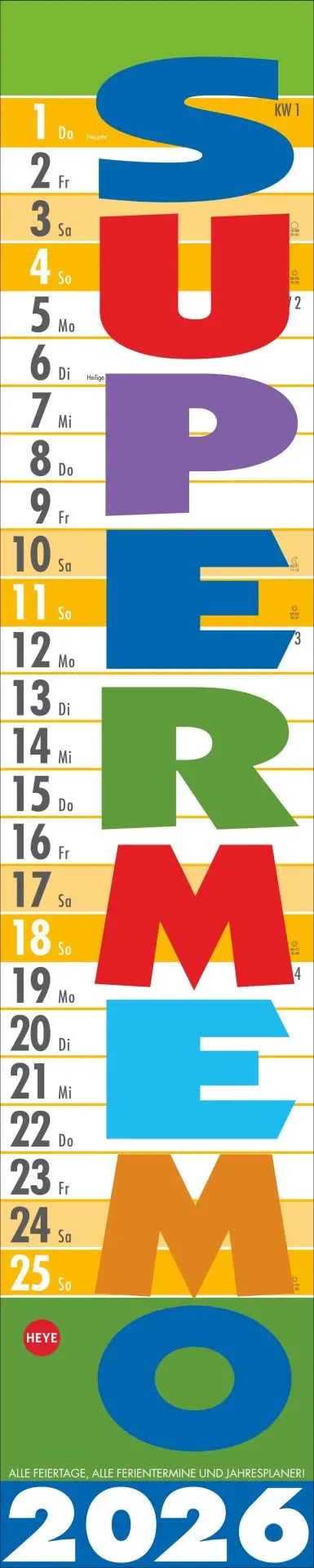 Cover: 9783756409686 | Supermemo Kalender 2026 | Kalender | Bürokalender Heye | Spiralbindung