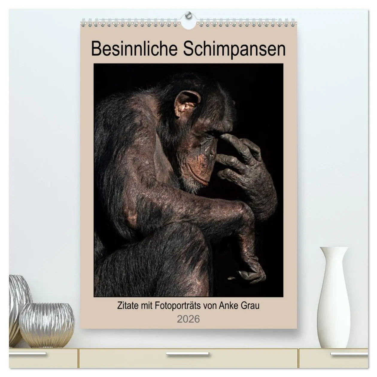 Cover: 9783516369786 | Besinnliche Schimpansen (hochwertiger Premium Wandkalender 2026 DIN...