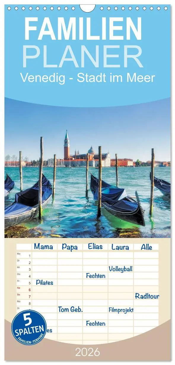 Cover: 9783516509786 | Familienplaner 2026 - Venedig - Stadt im Meer mit 5 Spalten...