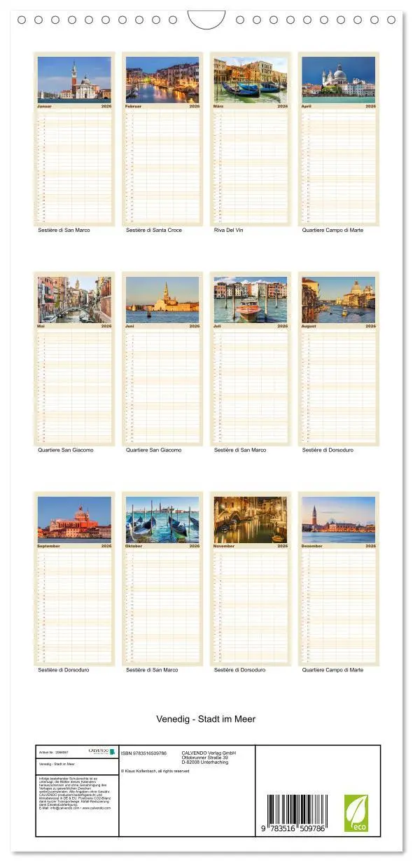 Bild: 9783516509786 | Familienplaner 2026 - Venedig - Stadt im Meer mit 5 Spalten...