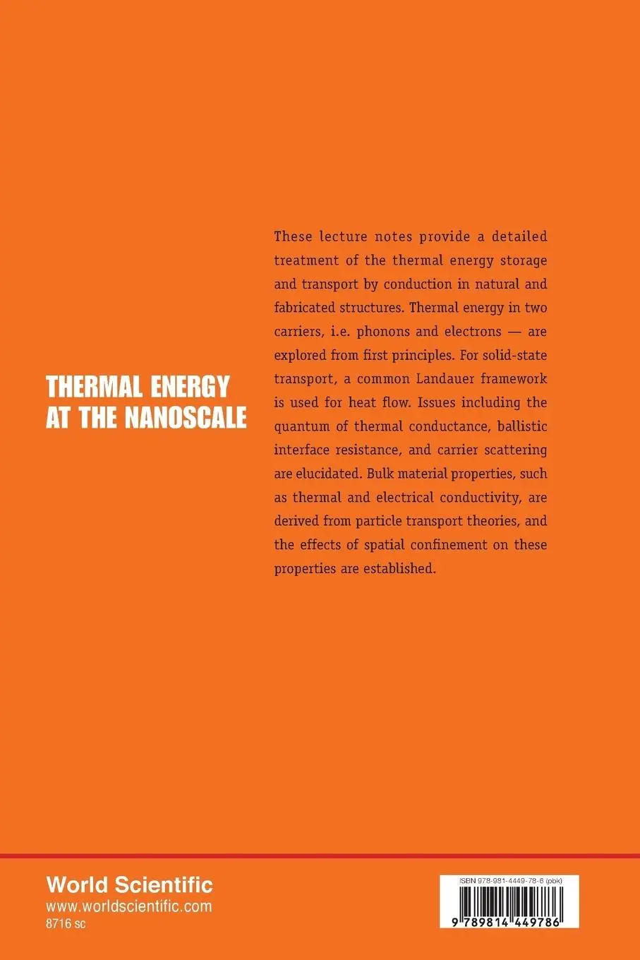 Rückseite: 9789814449786 | THERMAL ENERGY AT THE NANOSCALE | Fisher Timothy S | Taschenbuch