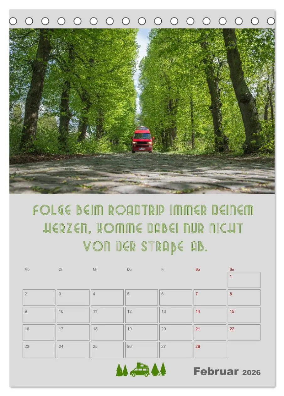 Bild: 9783516349986 | Roadtrips - Urlaub auf Rädern (Tischkalender 2026 DIN A5 hoch),...