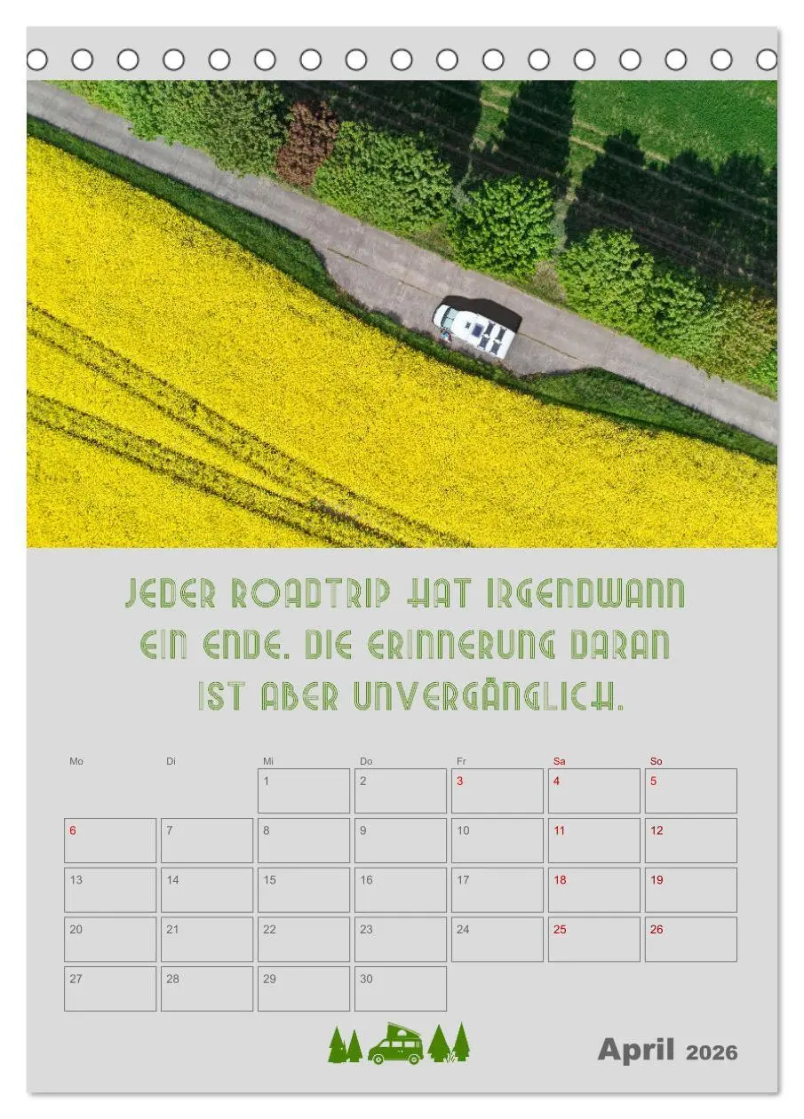 Bild: 9783516349986 | Roadtrips - Urlaub auf Rädern (Tischkalender 2026 DIN A5 hoch),...