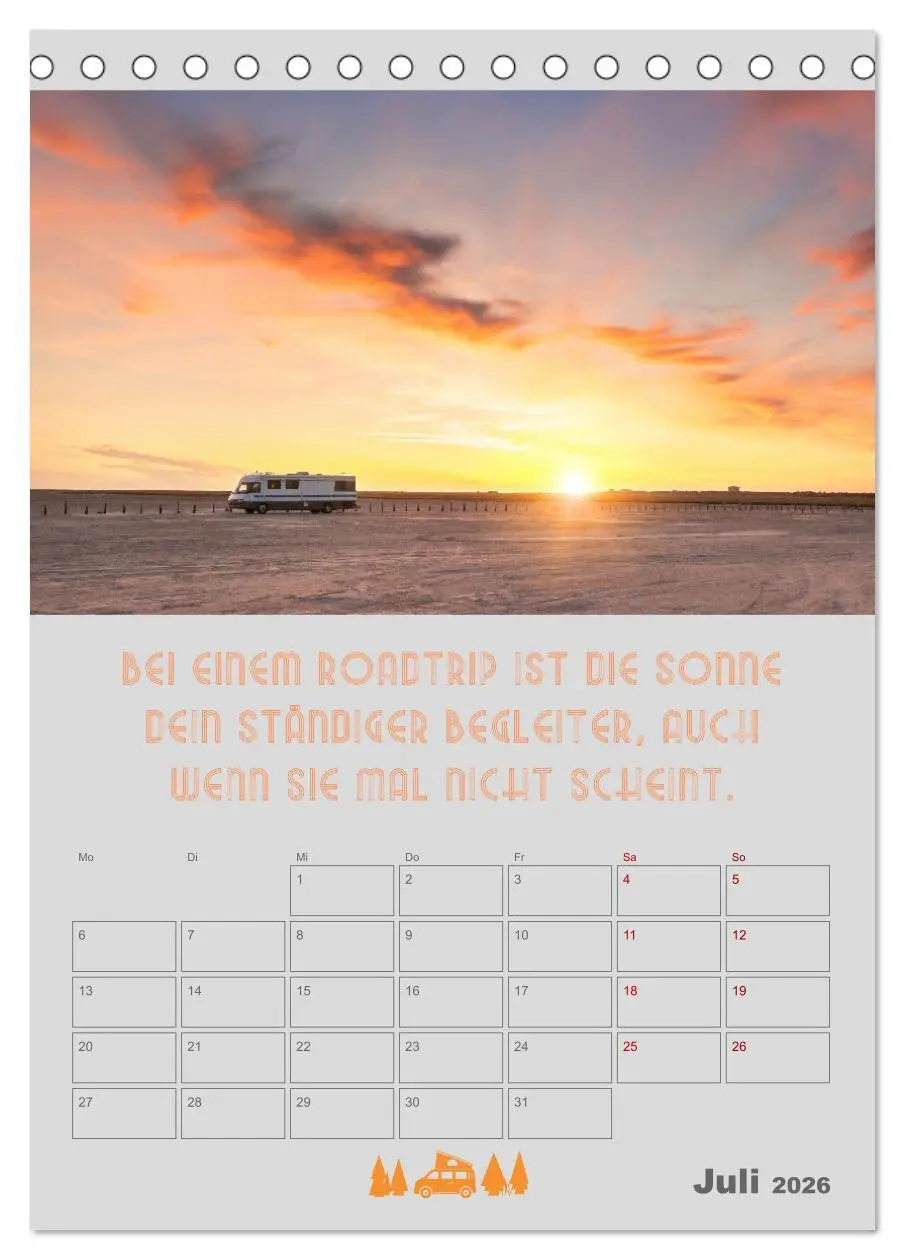 Bild: 9783516349986 | Roadtrips - Urlaub auf Rädern (Tischkalender 2026 DIN A5 hoch),...