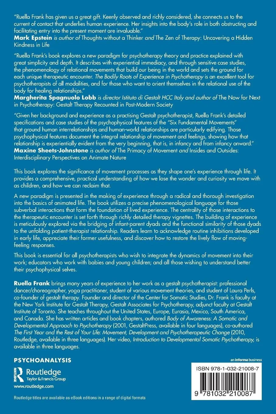 Rückseite: 9781032210087 | The Bodily Roots of Experience in Psychotherapy | Ruella Frank | Buch