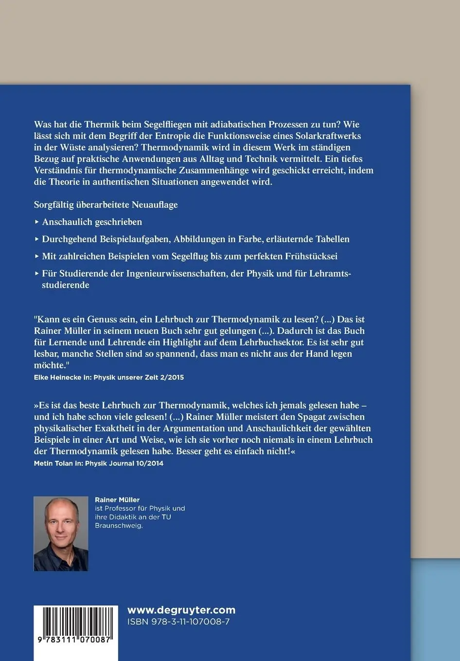 Rückseite: 9783111070087 | Thermodynamik | Rainer Müller | Taschenbuch | De Gruyter Studium | X
