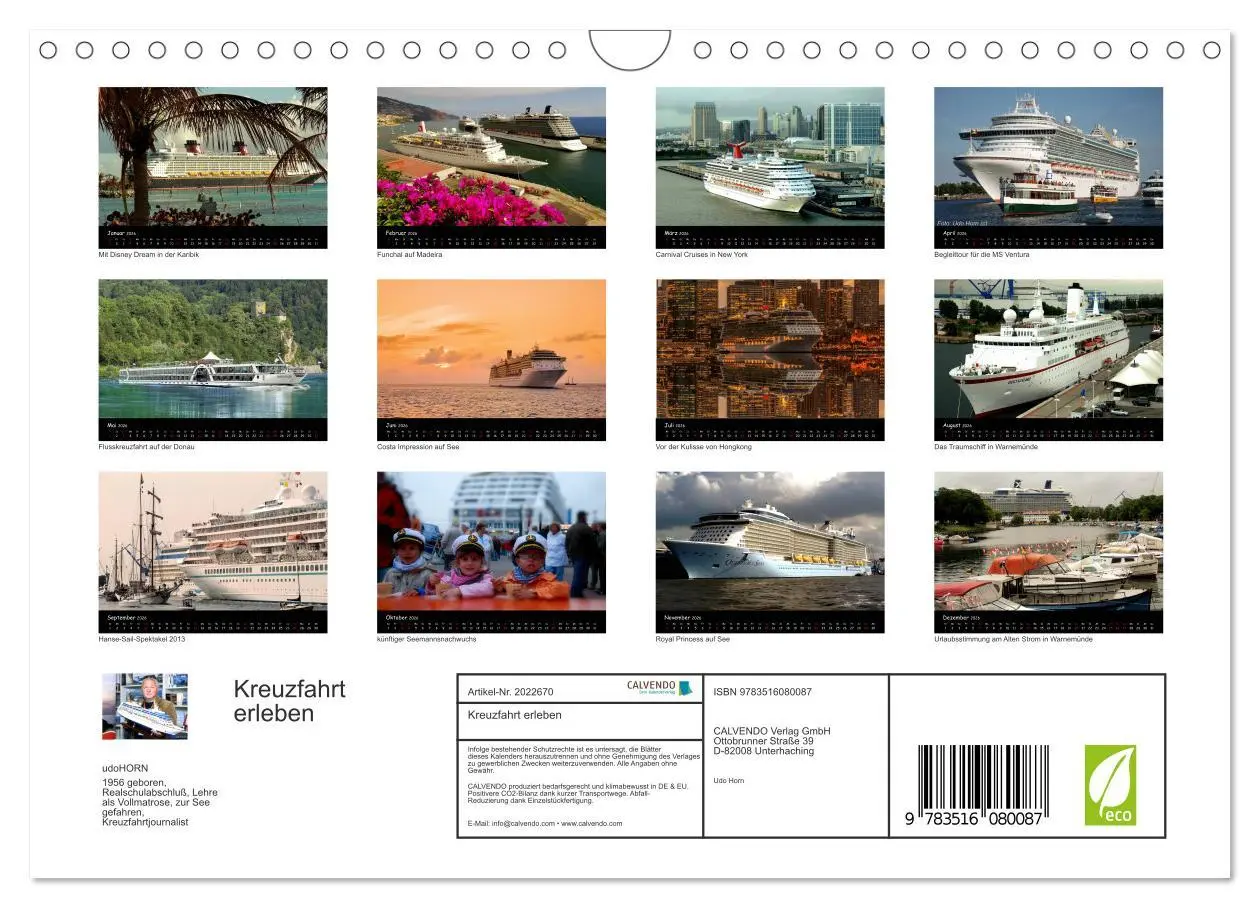 Bild: 9783516080087 | Kreuzfahrt erleben (Wandkalender 2026 DIN A4 quer), CALVENDO...