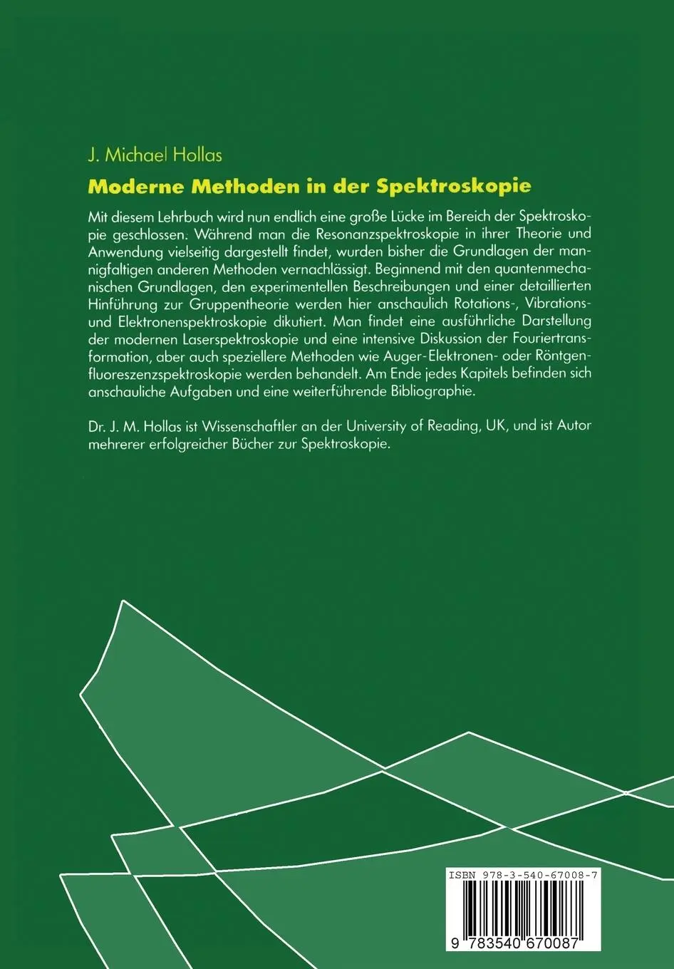 Rückseite: 9783540670087 | Moderne Methoden in der Spektroskopie | J. Michael Hollas | Buch | xix