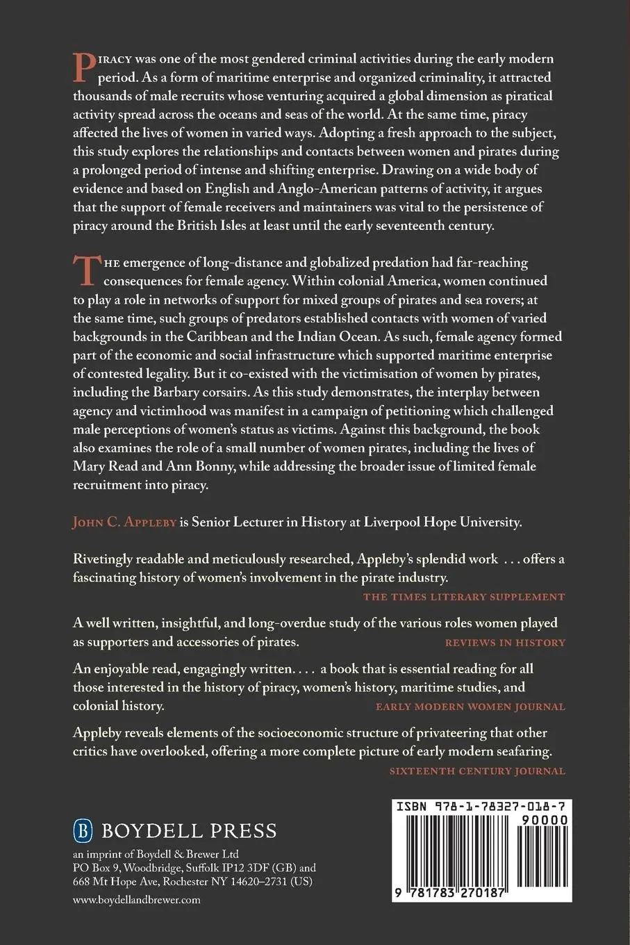 Rückseite: 9781783270187 | Women and English Piracy, 1540-1720 | Partners and Victims of Crime