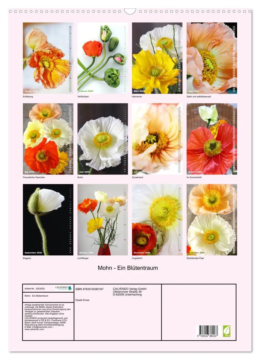 Bild: 9783516380187 | Mohn - Ein Blütentraum (Wandkalender 2026 DIN A2 hoch), CALVENDO...