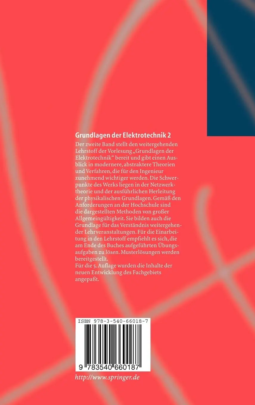 Rückseite: 9783540660187 | Grundlagen der Elektrotechnik 2 | Rolf Unbehauen | Buch | xiv | 2000