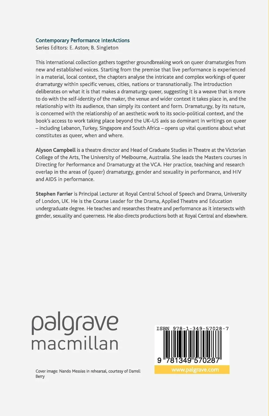 Rückseite: 9781349570287 | Queer Dramaturgies | Alyson Campbell (u. a.) | Taschenbuch | xix