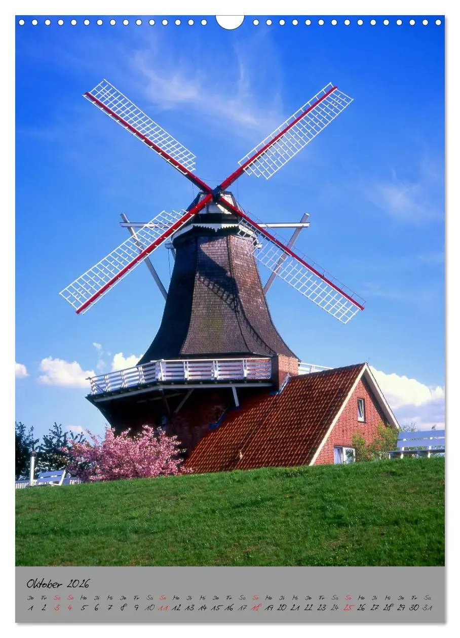 Bild: 9783516440287 | Windmühlen in Norddeutschland (Wandkalender 2026 DIN A3 hoch),...