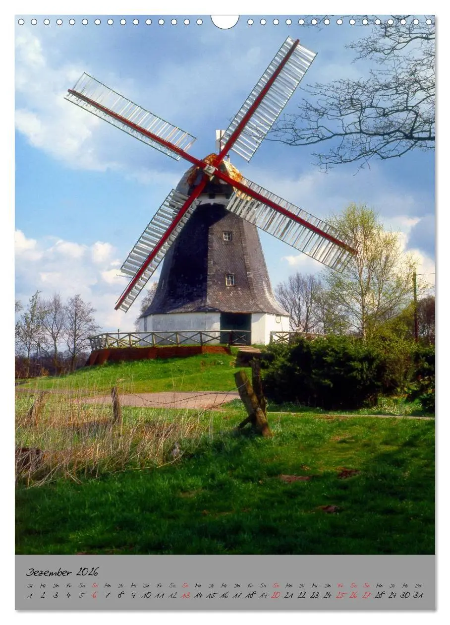 Bild: 9783516440287 | Windmühlen in Norddeutschland (Wandkalender 2026 DIN A3 hoch),...