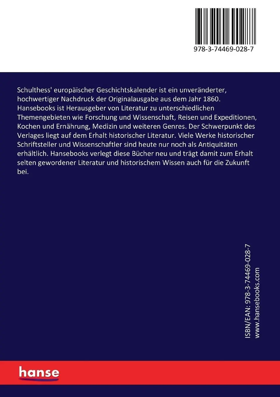 Rückseite: 9783744690287 | Schulthess' europäischer Geschichtskalender | Anonymous | Taschenbuch