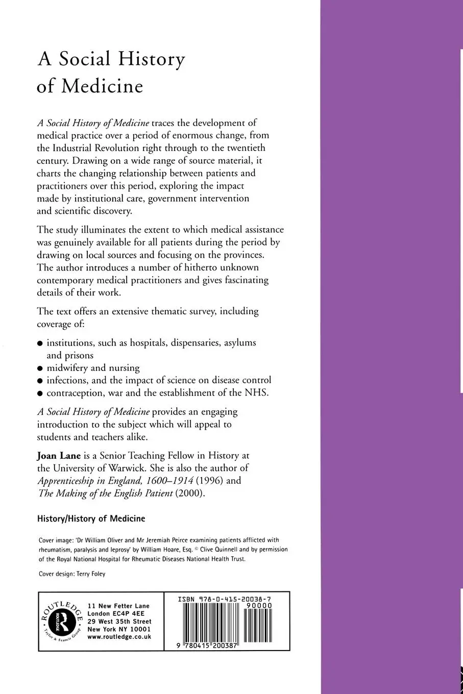 Rückseite: 9780415200387 | A Social History of Medicine | Joan Lane | Taschenbuch | Englisch