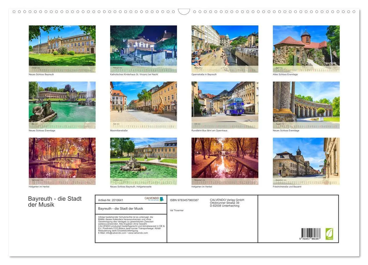 Bild: 9783457960387 | Bayreuth - die Stadt der Musik (Wandkalender 2026 DIN A2 quer),...