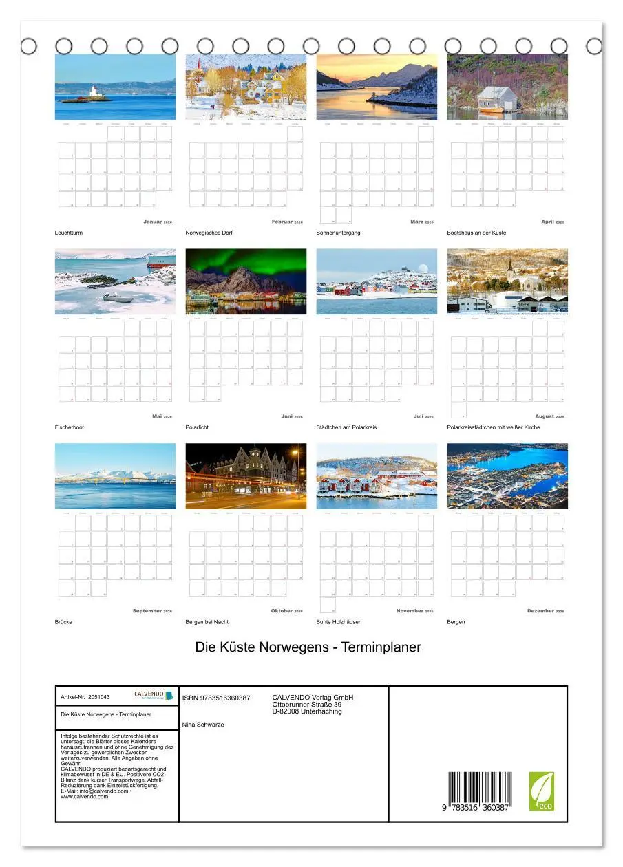 Bild: 9783516360387 | Die Küste Norwegens - Terminplaner (Tischkalender 2026 DIN A5...