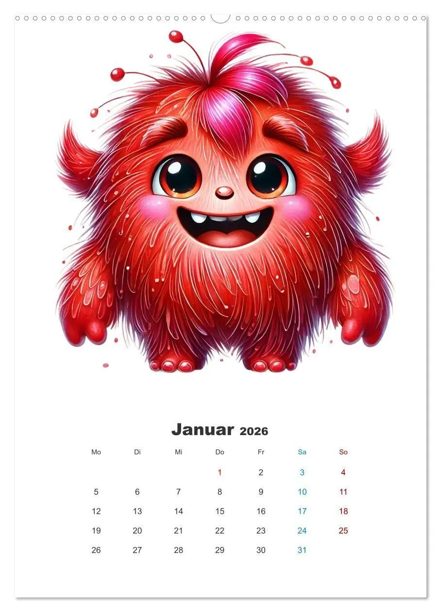 Bild: 9783516660487 | Kuschelmonsterzeit (Wandkalender 2026 DIN A2 hoch), CALVENDO...