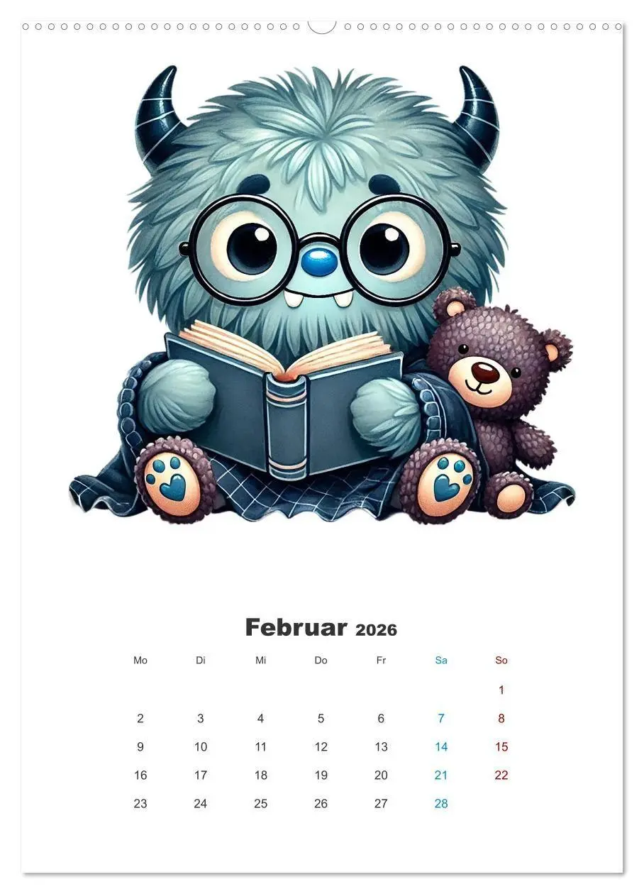 Bild: 9783516660487 | Kuschelmonsterzeit (Wandkalender 2026 DIN A2 hoch), CALVENDO...