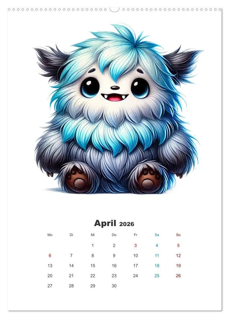 Bild: 9783516660487 | Kuschelmonsterzeit (Wandkalender 2026 DIN A2 hoch), CALVENDO...
