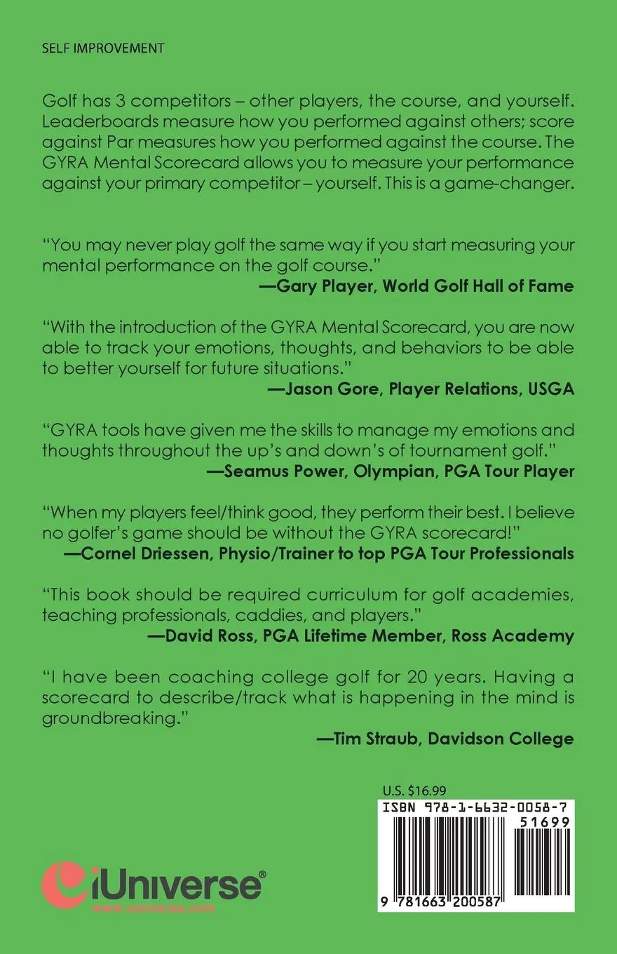 Rückseite: 9781663200587 | GYRA Golf | Golf's 1st Mental Scorecard | Izzy Justice | Taschenbuch