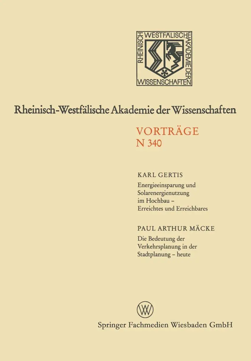 Cover: 9783663000587 | Energieeinsparung und Solarenergienutzung im Hochbau - Erreichtes...