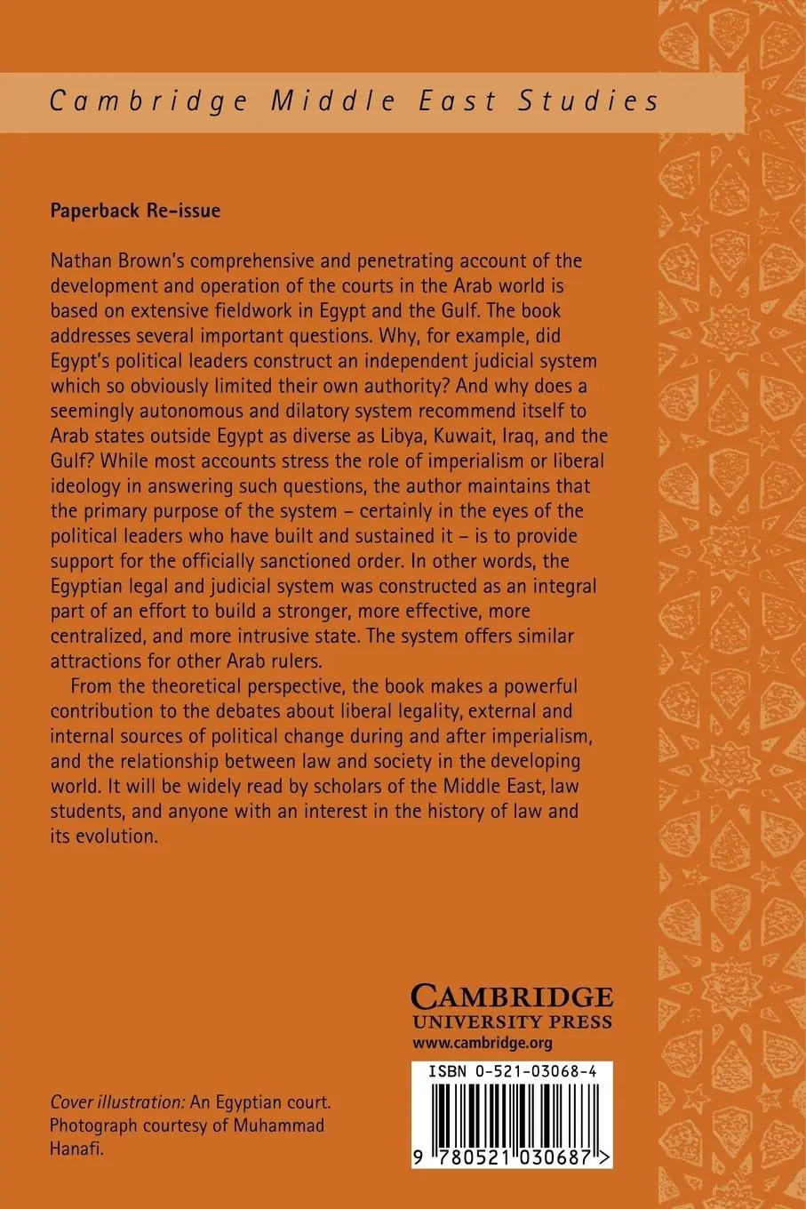 Rückseite: 9780521030687 | The Rule of Law in the Arab World | Courts in Egypt and the Gulf