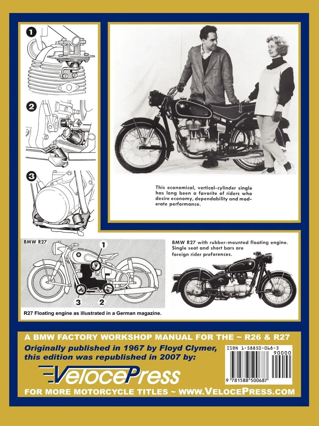 Rückseite: 9781588500687 | BMW Motorcycles Factory Workshop Manual R26 R27 (1956-1967) | Bmw
