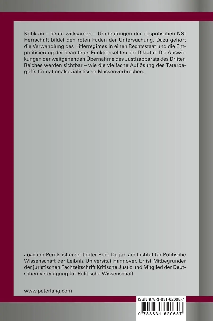 Rückseite: 9783631620687 | Der Nationalsozialismus als Problem der Gegenwart | Joachim Perels