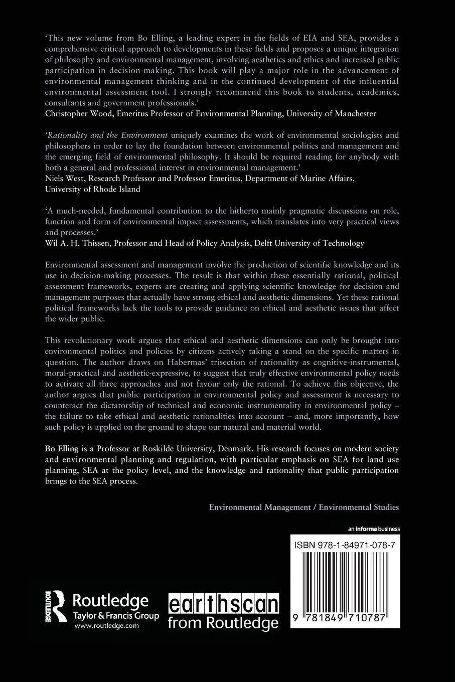 Rückseite: 9781849710787 | Rationality and the Environment | Bo Elling | Taschenbuch | Englisch