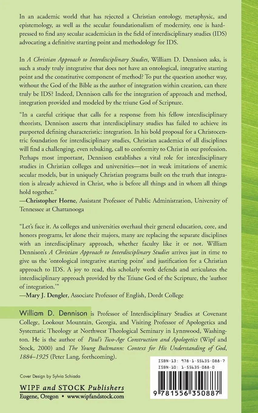 Rückseite: 9781556350887 | A Christian Approach to Interdisciplinary Studies | William Dennison