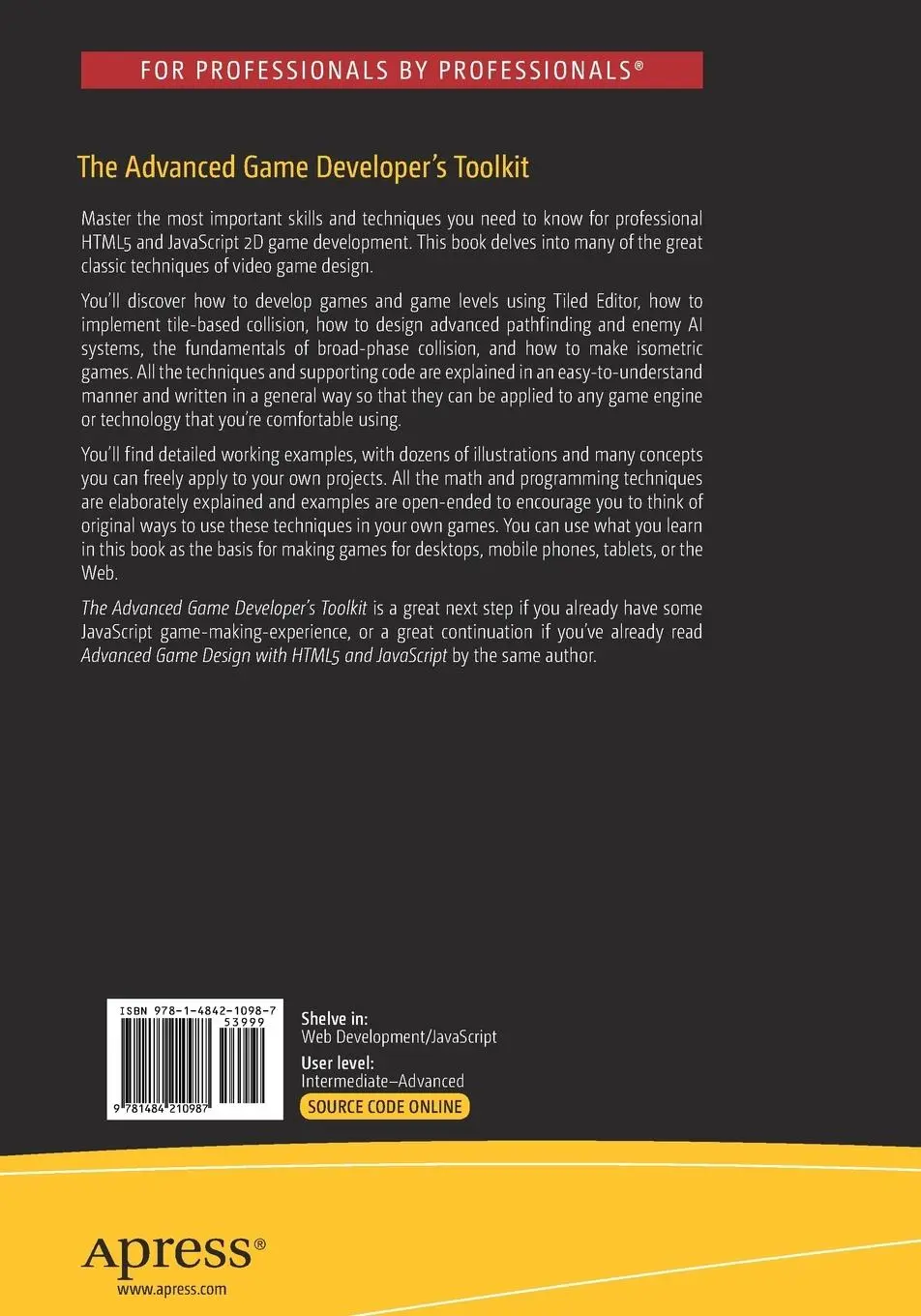 Rückseite: 9781484210987 | The Advanced Game Developer's Toolkit | Rex van der Spuy | Taschenbuch