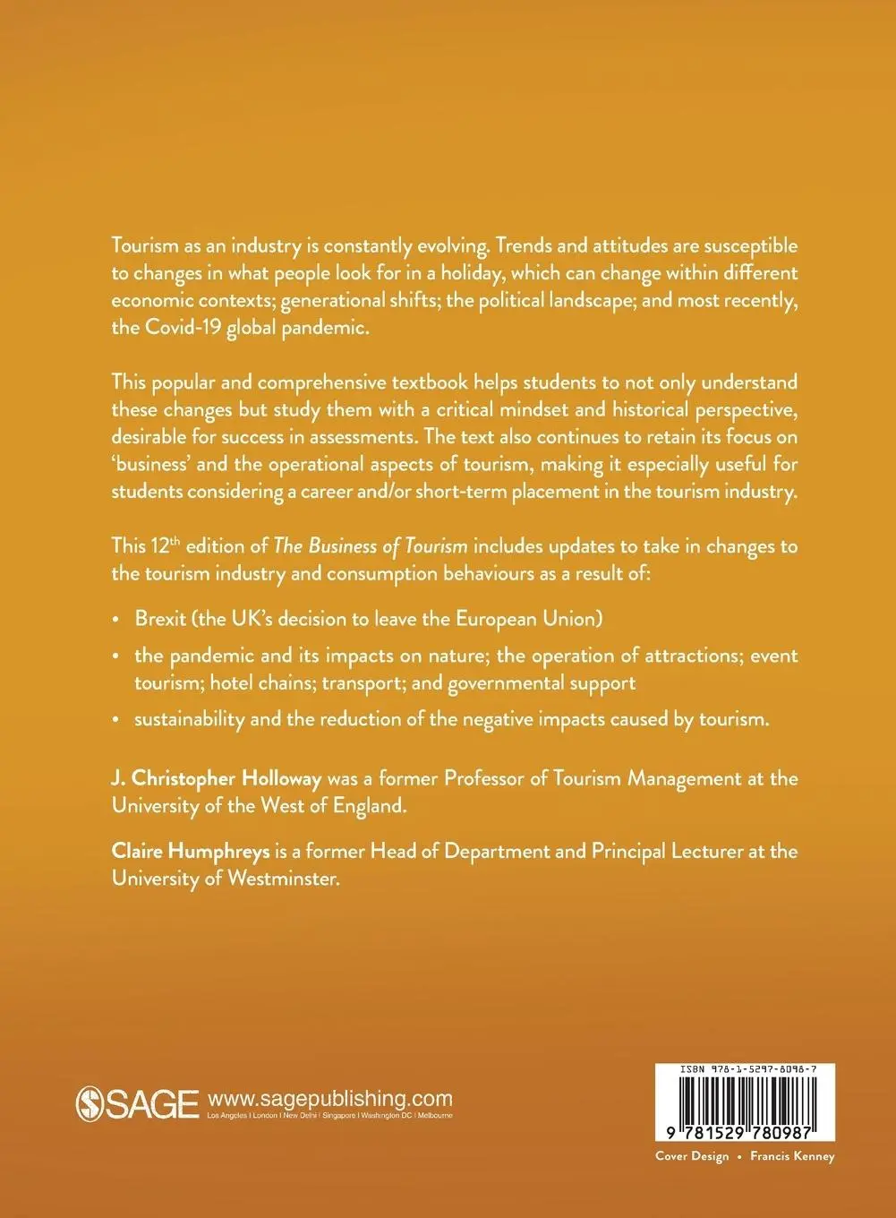 Rückseite: 9781529780987 | The Business of Tourism | J. Christopher Christopher Holloway (u. a.)