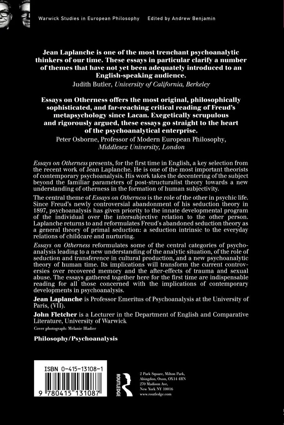 Rückseite: 9780415131087 | Essays on Otherness | Jean Laplanche | Taschenbuch | Englisch | 1998